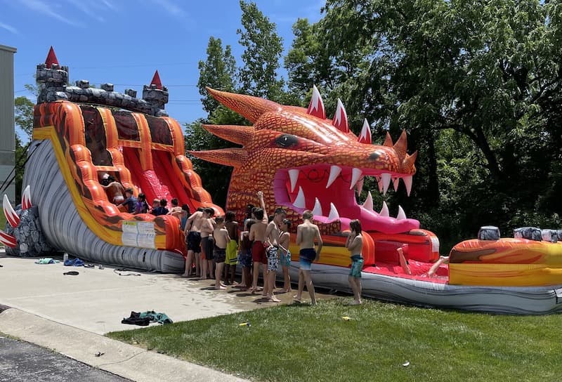 Waterslides at Summer Camp